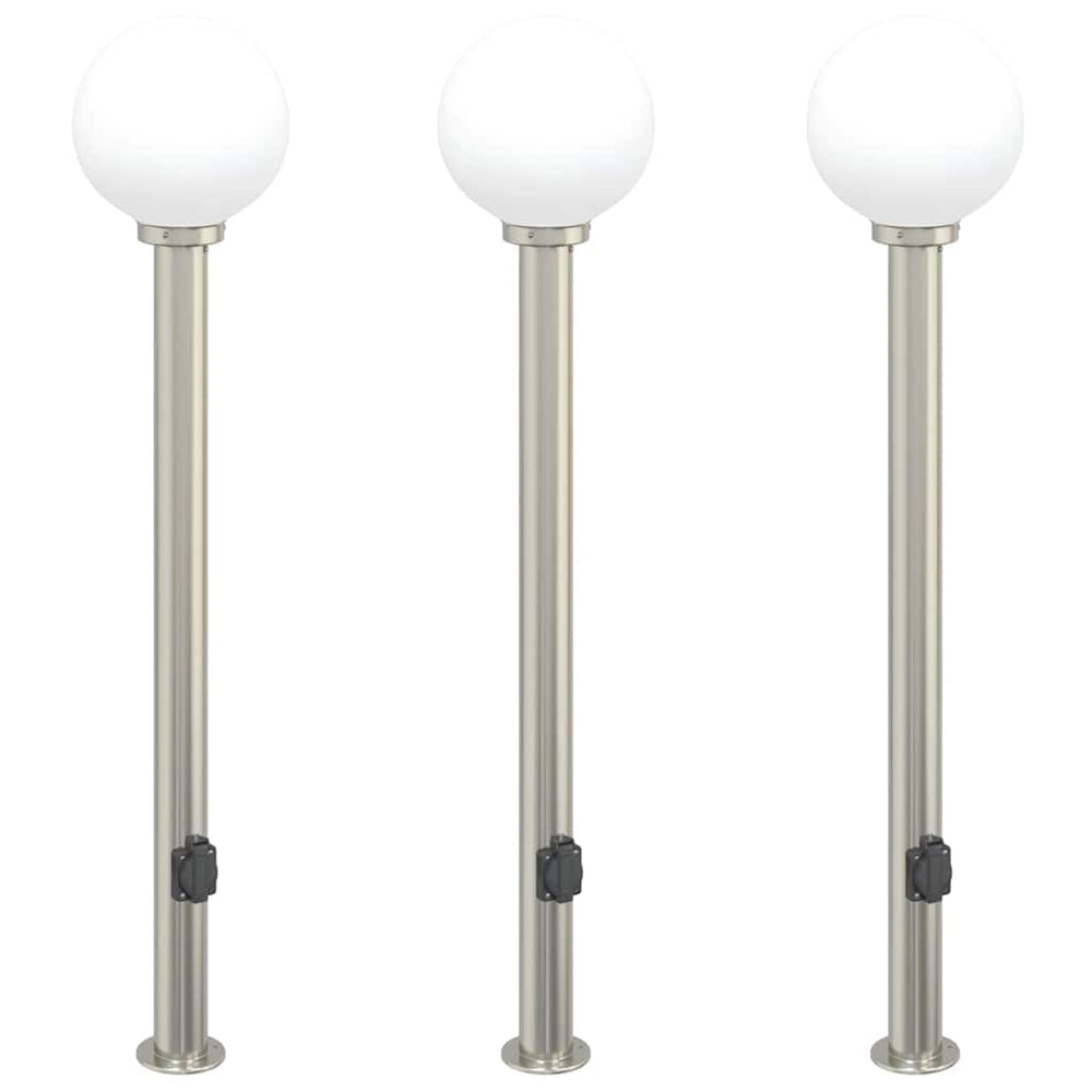 vidaXL Bollard Lights with Socket 3 pcs. 120 cm Stainless Steel IP44