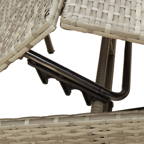 vidaXL Sun Loungers with Cushions 2 pcs Grey Poly Rattan