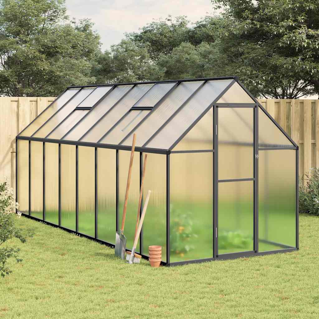 vidaXL Greenhouse with Foundation Frame Anthracite 445x169x195 cm Aluminum