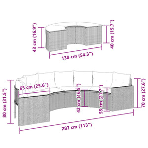 vidaXL 2-piece Garden Sofa Set Semi-circular Beige Poly Rattan
