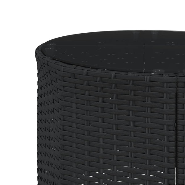 vidaXL 3-Piece Half-Round Garden Sofa Set Black Poly Rattan