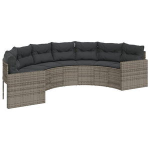 vidaXL 3-Piece Half-Round Garden Sofa Set Grey Poly Rattan