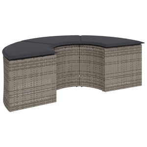 vidaXL 3-Piece Half-Round Garden Sofa Set Grey Poly Rattan