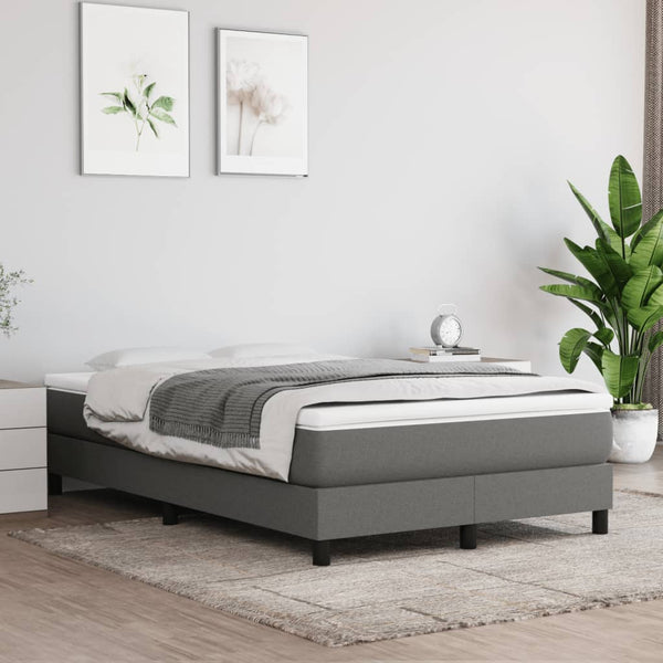 vidaXL Box Spring Bed with Mattress Dark Grey 120x190 cm Fabric
