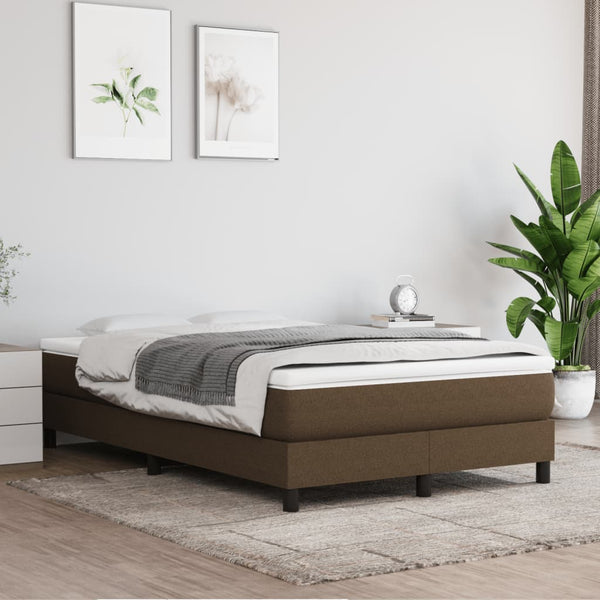 vidaXL Box Spring Bed with Mattress Dark Brown 120x190 cm Fabric