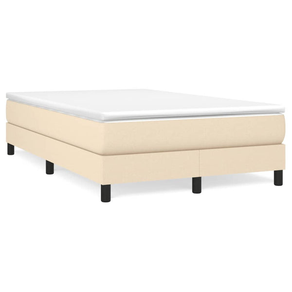 vidaXL Box Spring Bed with Mattress Cream 120x190 cm Fabric