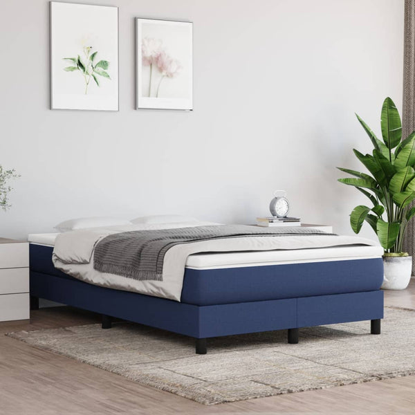 vidaXL Box Spring Bed with Mattress Blue 120x190 cm Fabric