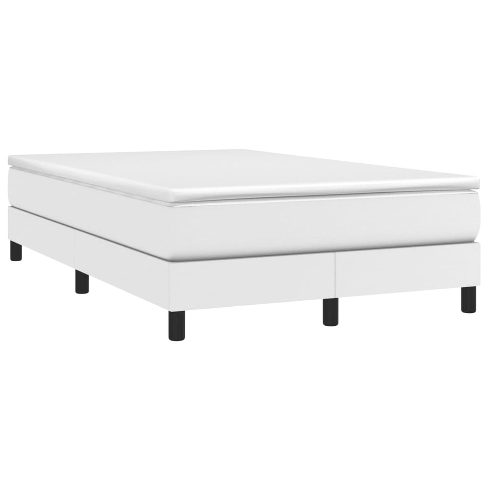 vidaXL Box Spring Bed with Mattress White 120x190 cm Faux Leather