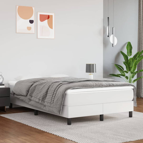vidaXL Box Spring Bed with Mattress White 120x190 cm Faux Leather