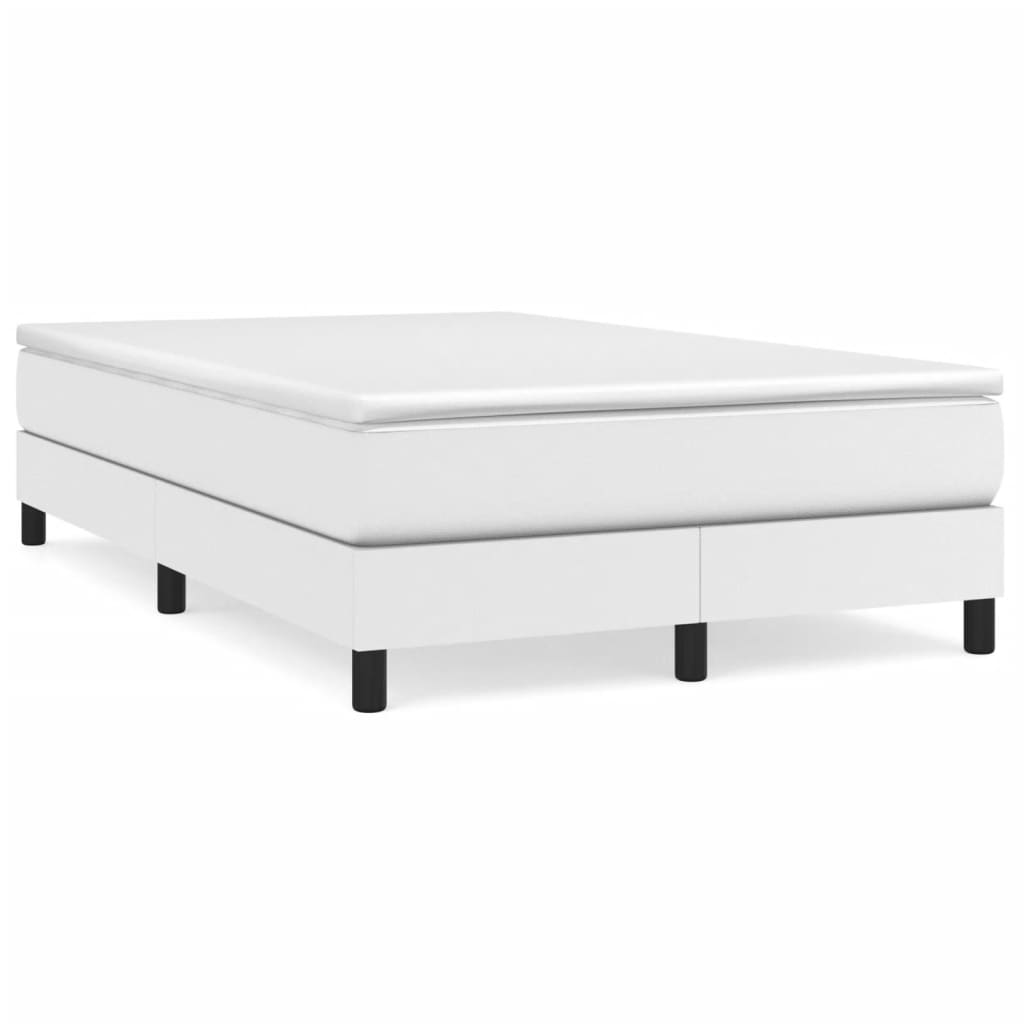 vidaXL Box Spring Bed with Mattress White 120x190 cm Faux Leather