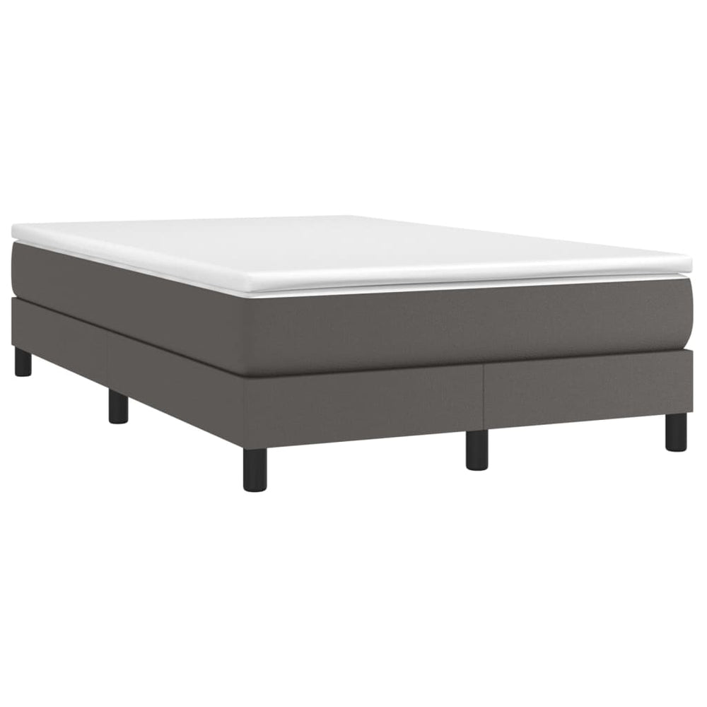 vidaXL Box Spring Bed with Mattress Grey 120x190 cm Faux Leather