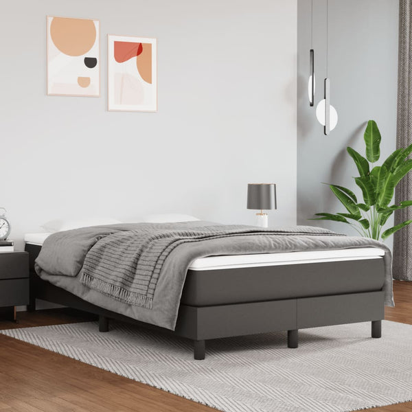 vidaXL Box Spring Bed with Mattress Grey 120x190 cm Faux Leather