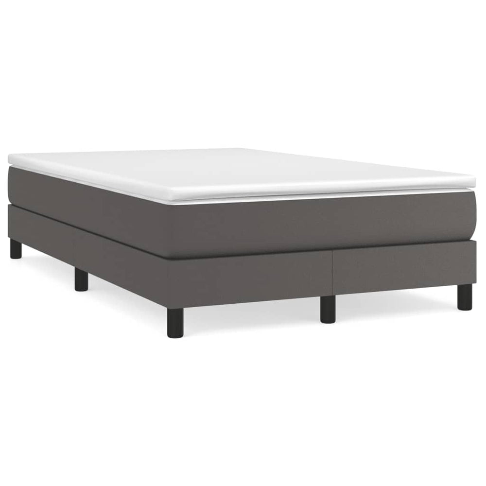 vidaXL Box Spring Bed with Mattress Grey 120x190 cm Faux Leather
