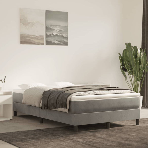 vidaXL Box Spring Bed with Mattress Light Grey 120x190 cm Velvet