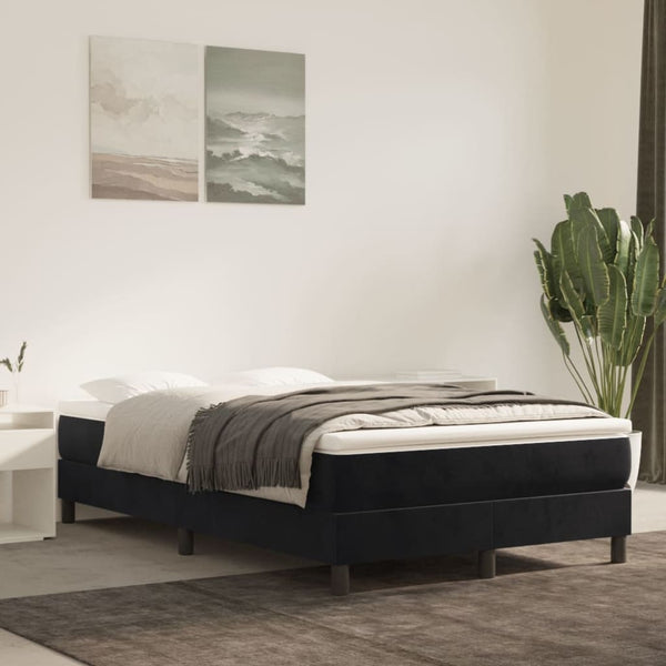 vidaXL Box Spring Bed with Mattress Black 120x190 cm Velvet