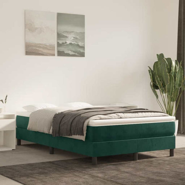 vidaXL Box Spring Bed with Mattress Dark Green 120x190 cm Velvet