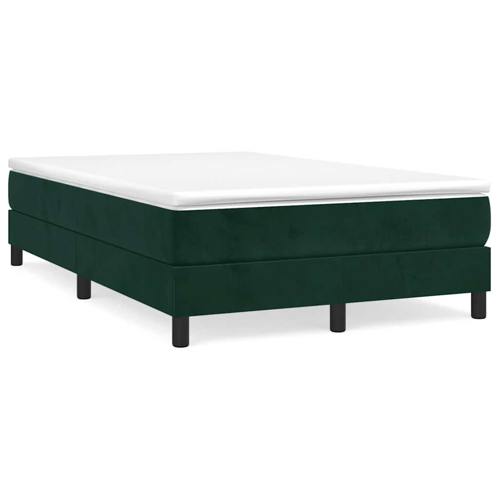 vidaXL Box Spring Bed with Mattress Dark Green 120x190 cm Velvet