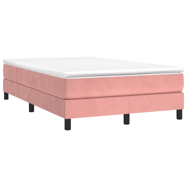 vidaXL Box Spring Bed with Mattress Pink 120x190 cm Velvet