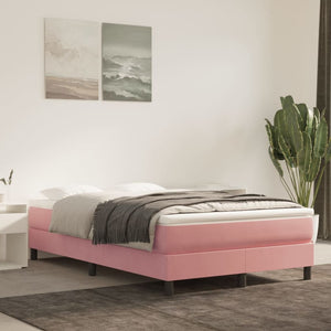 vidaXL Box Spring Bed with Mattress Pink 120x190 cm Velvet