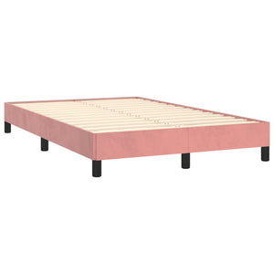 vidaXL Box Spring Bed with Mattress Pink 120x190 cm Velvet