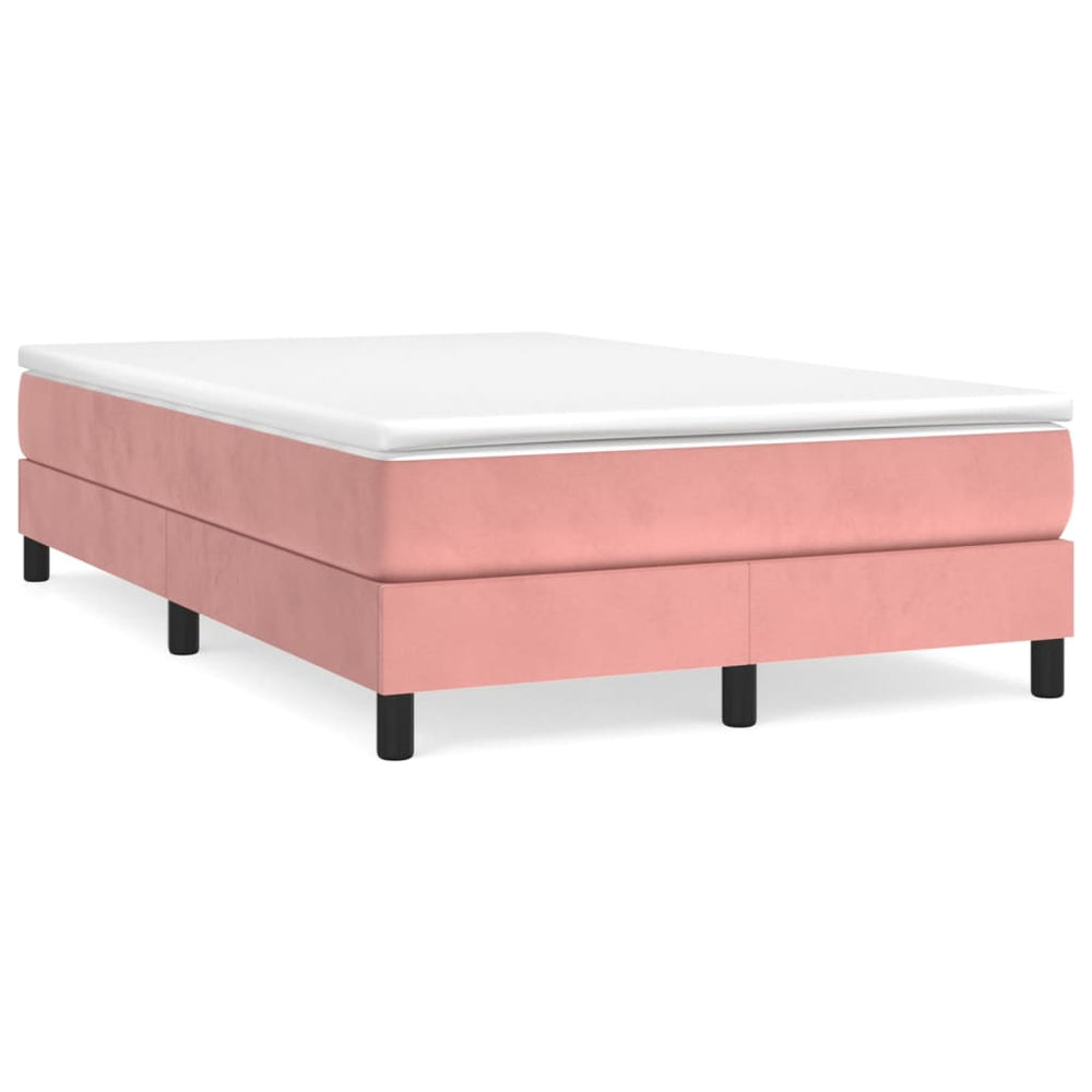 vidaXL Box Spring Bed with Mattress Pink 120x190 cm Velvet