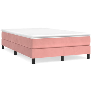 vidaXL Box Spring Bed with Mattress Pink 120x190 cm Velvet
