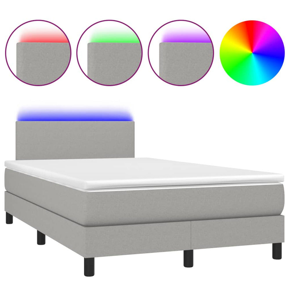 Boxspringbett mit Matratze & LED Hellgrau 120x190 cm