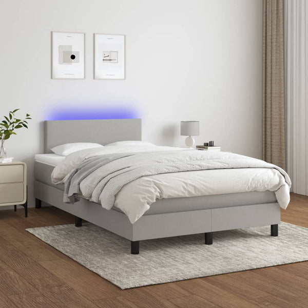 Boxspringbett mit Matratze & LED Hellgrau 120x190 cm