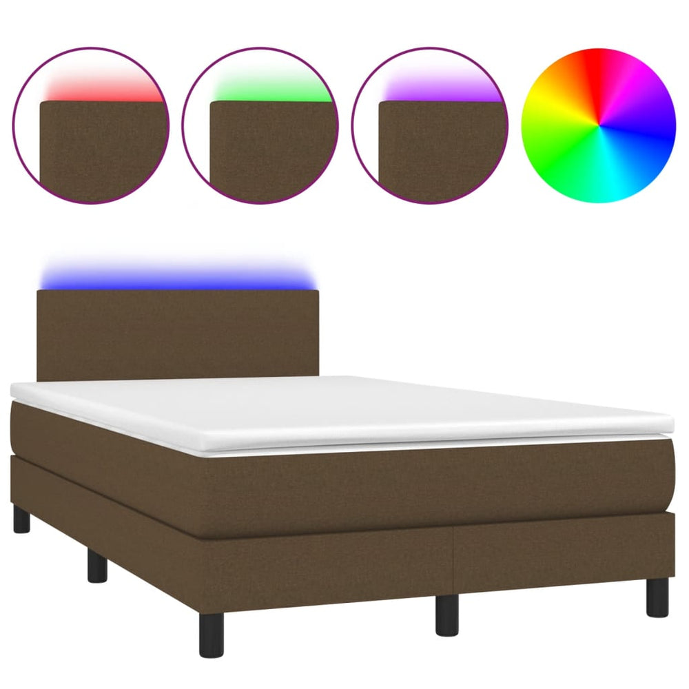 Boxspringbett mit Matratze & LED Dunkelbraun 120x190 cm