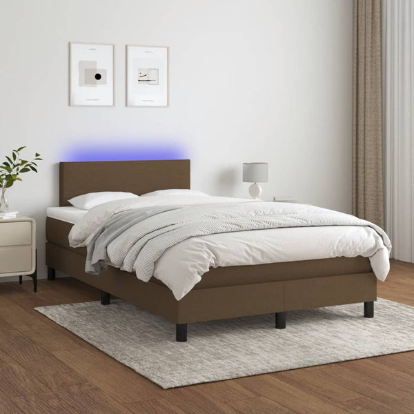 Boxspringbett mit Matratze & LED Dunkelbraun 120x190 cm