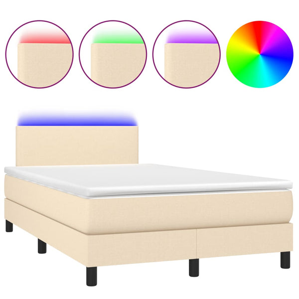 Boxspringbett Creme 120x190 cm mit LED