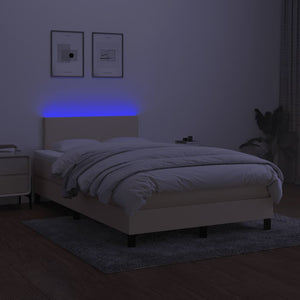 Boxspringbett Creme 120x190 cm mit LED