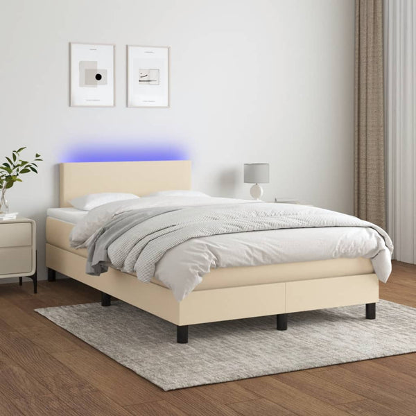 Boxspringbett Creme 120x190 cm mit LED