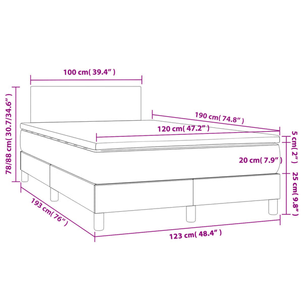Boxspringbett Creme 120x190 cm mit LED