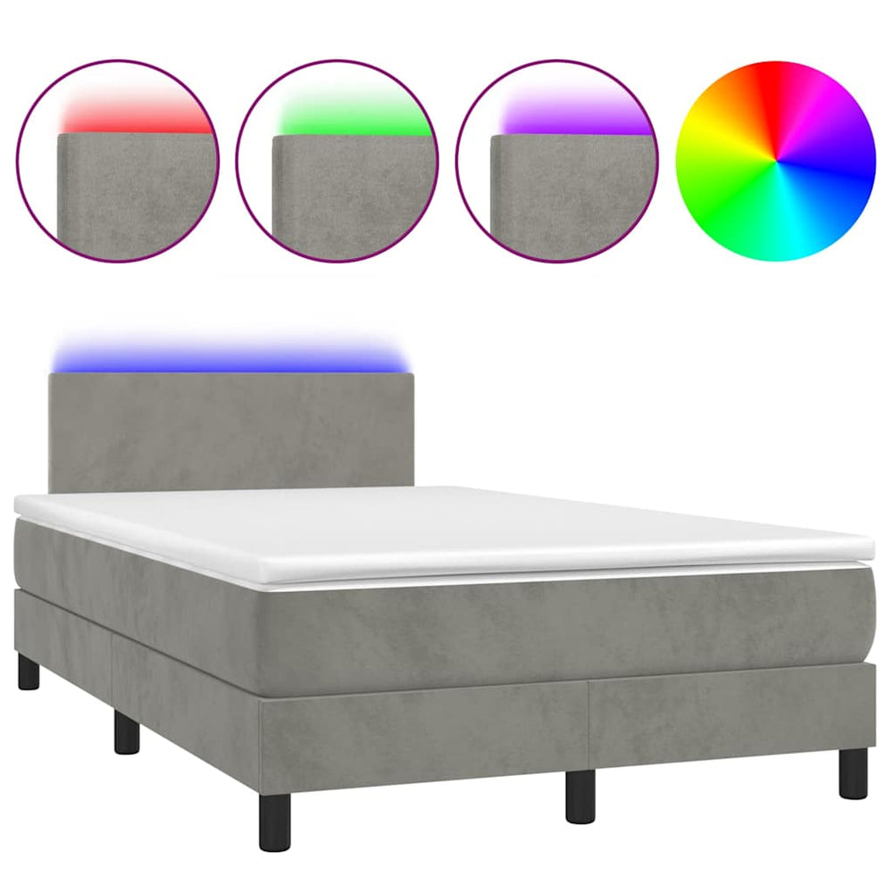 Boxspringbett mit LED Hellgrau 120x190 cm