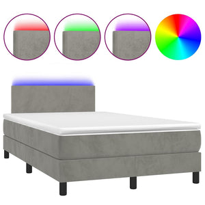 Boxspringbett mit LED Hellgrau 120x190 cm