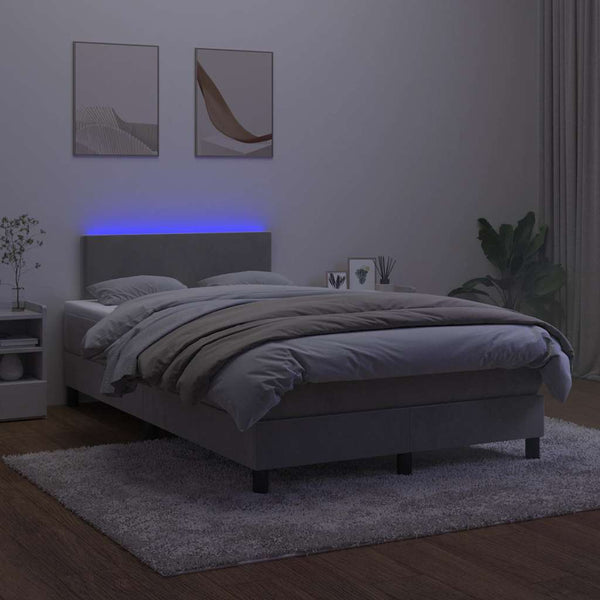 Boxspringbett mit LED Hellgrau 120x190 cm