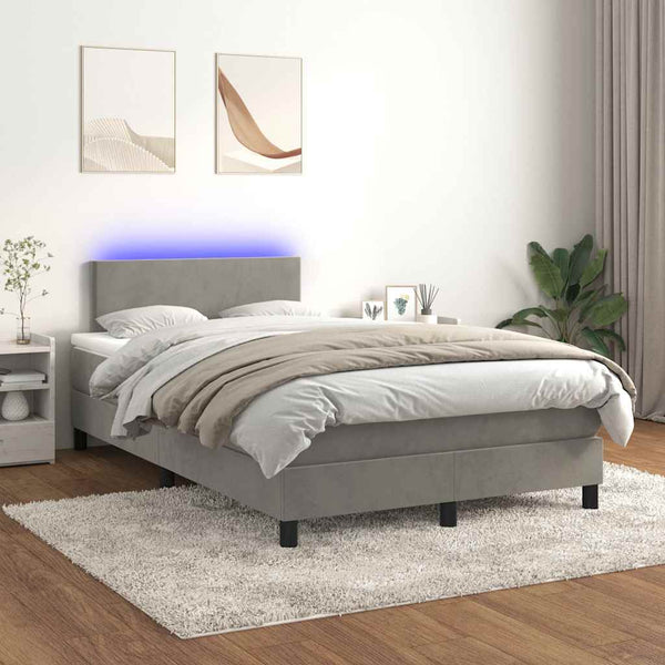 Boxspringbett mit LED Hellgrau 120x190 cm