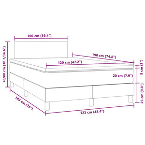 Boxspringbett mit LED Hellgrau 120x190 cm