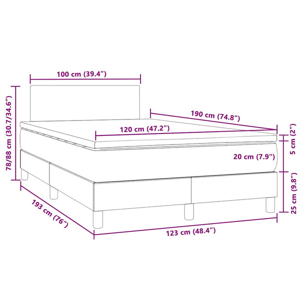 Boxspringbett mit LED Hellgrau 120x190 cm