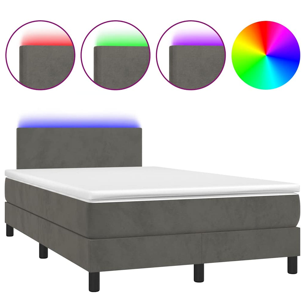 Boxspringbett mit Matratze & LED Dunkelgrau 120x190 cm