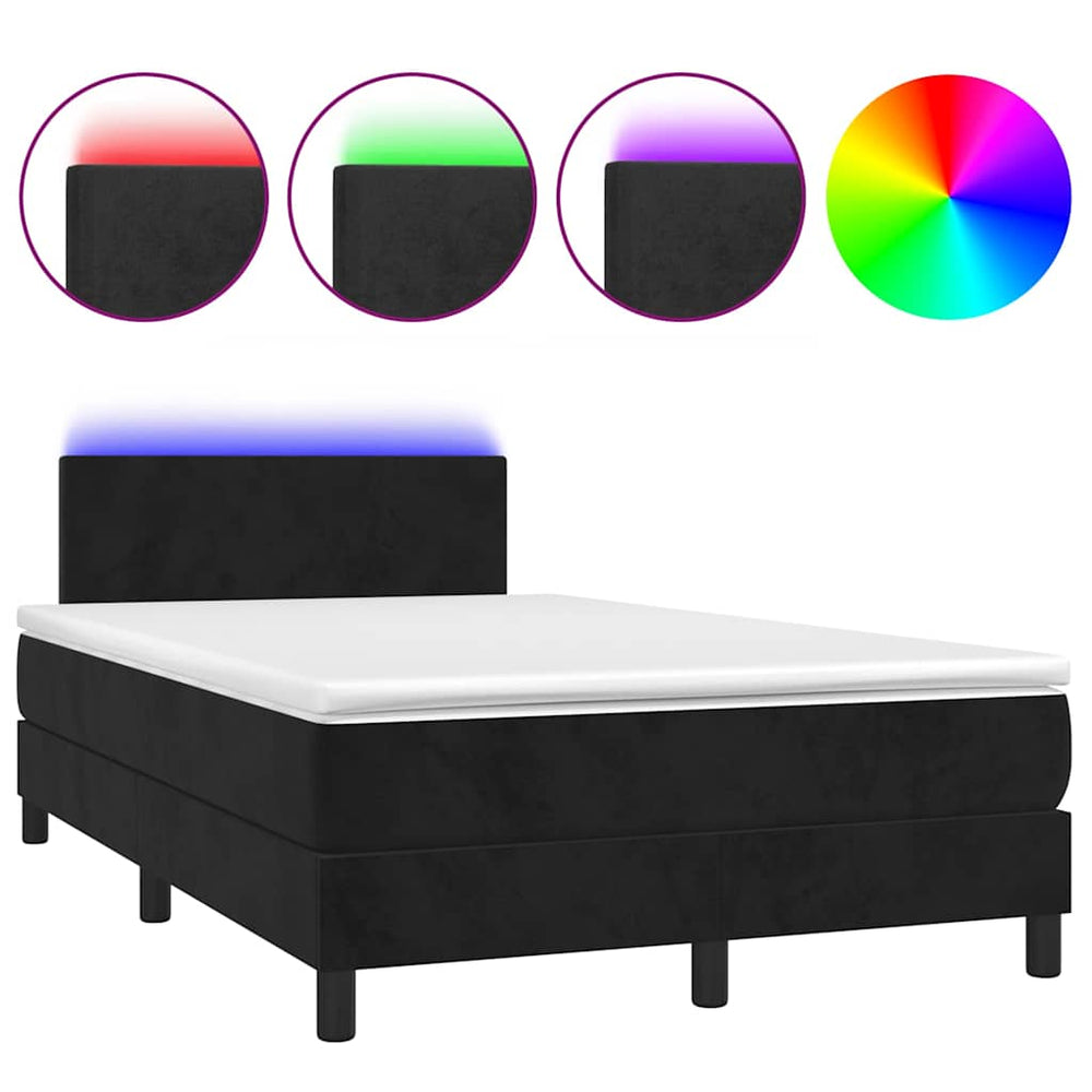 Boxspringbett mit LED Schwarz 120x190 cm Samt