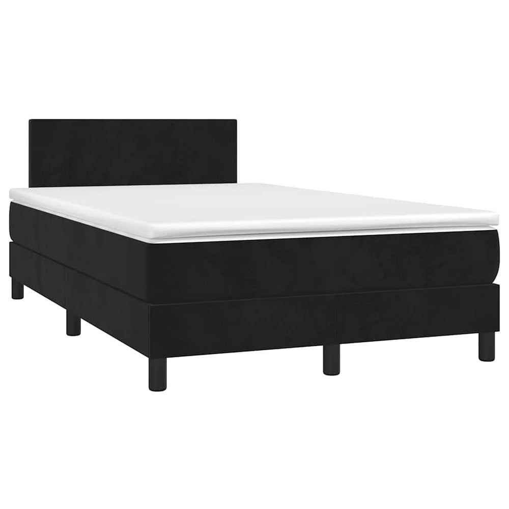 Boxspringbett mit LED Schwarz 120x190 cm Samt