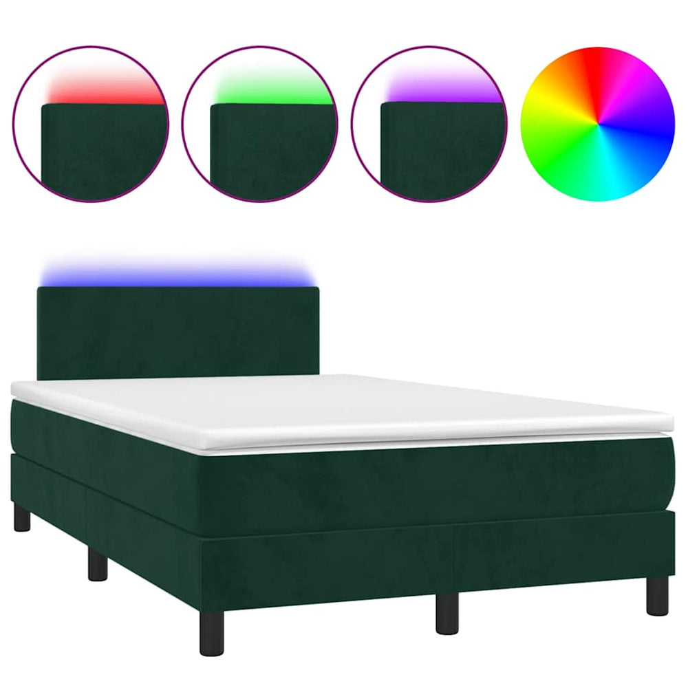 Boxspringbett mit LED Dunkelgrün 120x190 cm