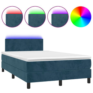 Boxspringbett mit LED & Matratze Dunkelblau 120x190 cm