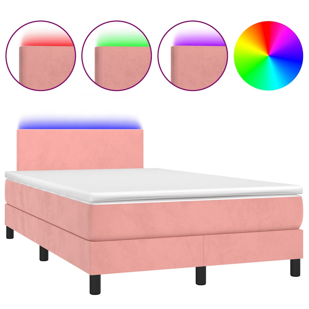 Boxspringbett Rosa mit LED 120x190 cm