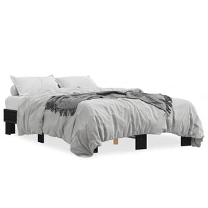 vidaXL Bed Frame Black 140x200 cm Engineered Wood and Metal