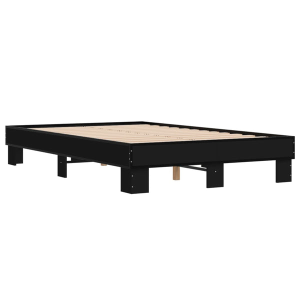 vidaXL Bed Frame Black 140x200 cm Engineered Wood and Metal