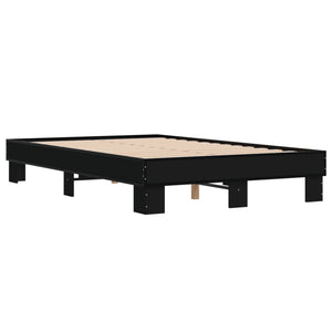 vidaXL Bed Frame Black 140x200 cm Engineered Wood and Metal