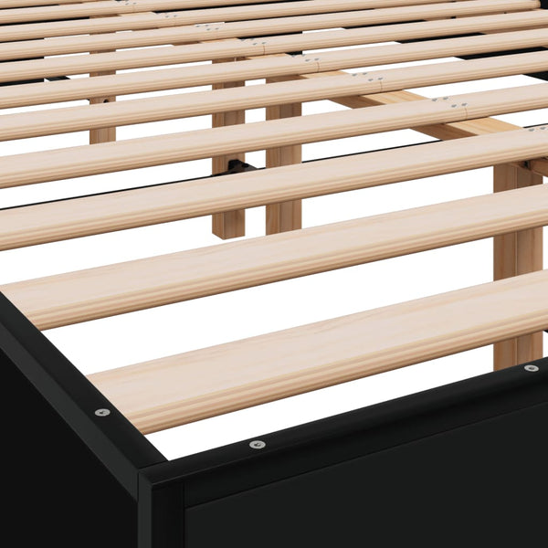 vidaXL Bed Frame Black 140x200 cm Engineered Wood and Metal